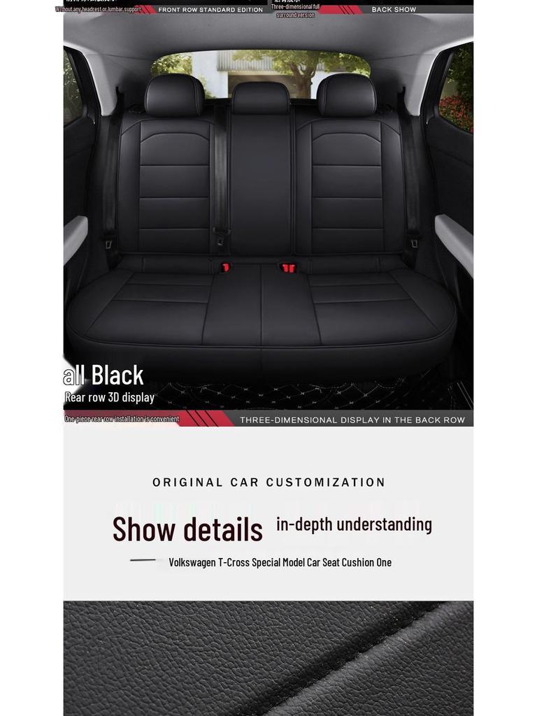 Volkswagen T-Cross All-Season Leather Seat Cushion - Full Surround, Five-Seat Fit.