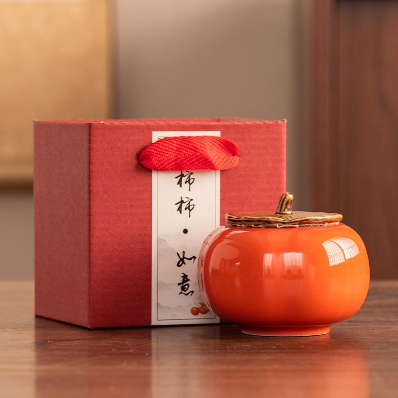 Ceramic Persimmon Persimmon Everything Goes Well Tea Set Gift Box Set Persimmon Teapot Tea Can Opening Gift Business Companion Gift