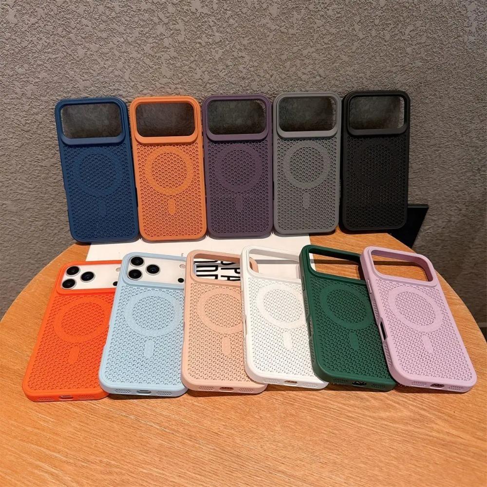 Trendy Hollow Mesh Cooling For Magsafe Case For iPhone 17 Air 16 15 14 13 12 Plus Pro Max Magnetic Honeycomb Breathable Cover