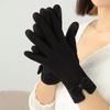Women Winter Keep Warm Touch Screen Thin Section Bow Elegant Gloves Plus Velvet Inside Windproof Outdoor Cycling Female Gloves