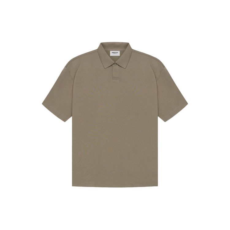 Fear of God Essentials SS21 Short Sleeve Polo With Back Logo Unisex Tops Taupe FOG-SS21-550