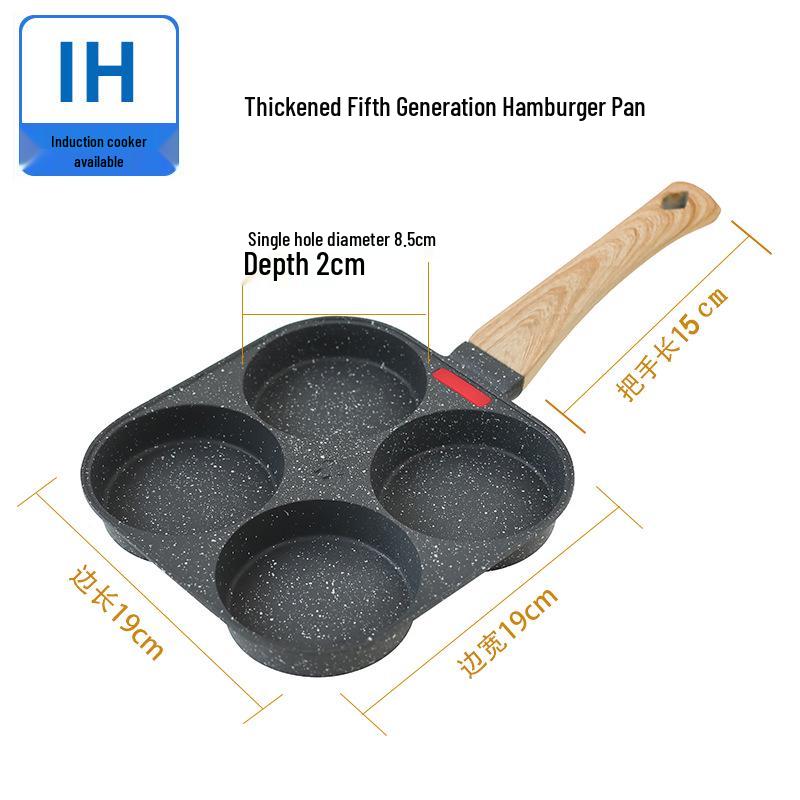 Maifan Stone Non-Stick Four-Hole Egg Pan with Lid