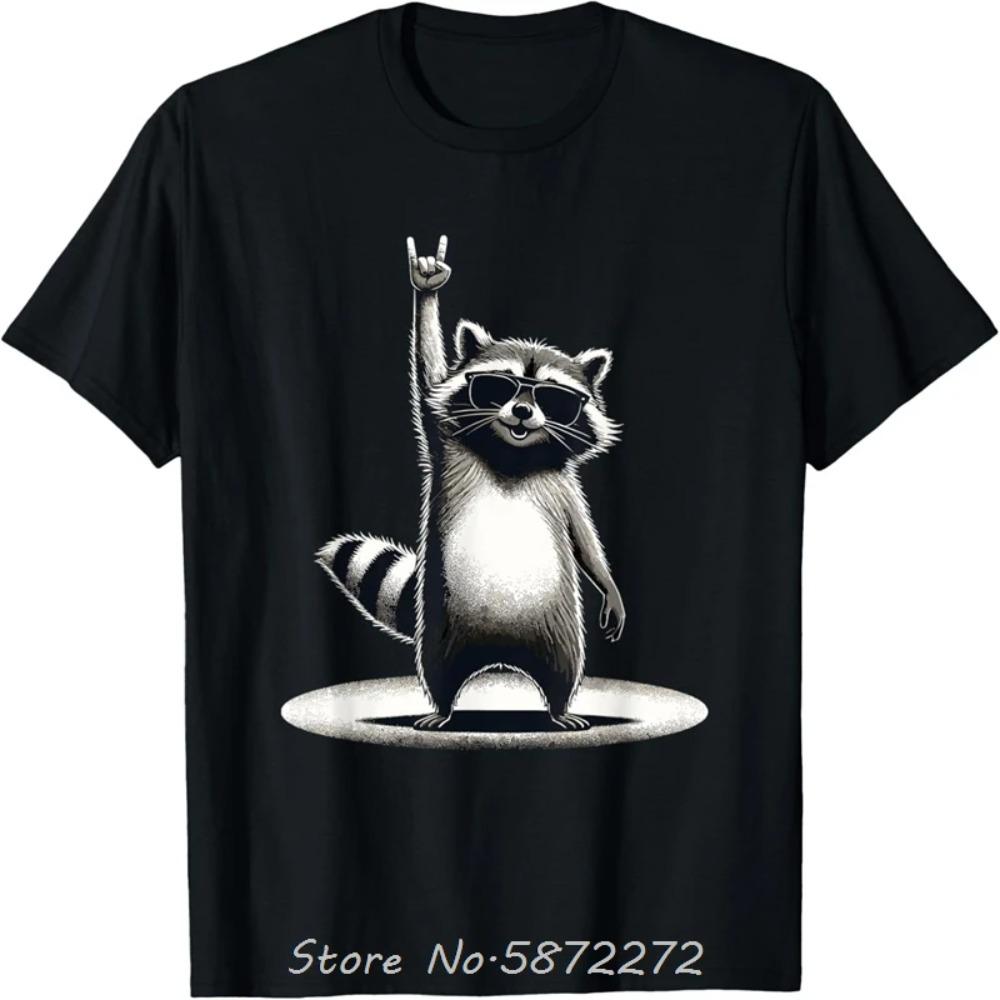 

Retro Raccoon Rock Music Gift Graphic Fashion Raccoon T-Shirt Custom Printed Funny Oversized Unisex O-Neck Tshirt Men Clothing XXXXXL чёрный
