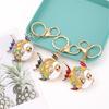 Premium Marine Inspired Keyring Zinc Metal Crafted 3 Aquatic Animal Shapes 5 Glittering Crystal Color Variants