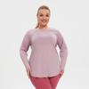 Women's Plus Size Mesh Patchwork Moisture-Wicking Long Sleeve Yoga Top
