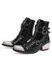 Dark Rock Men's and Women's Niche Punk Western Cowboy Metal Thick Heel Youth Stage Leather Short Boots Trend