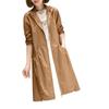2025 Spring/Autumn Korean Style Mid-Length Over-the-Knee Trench Coat with Lining - Loose Fit, Plus Size