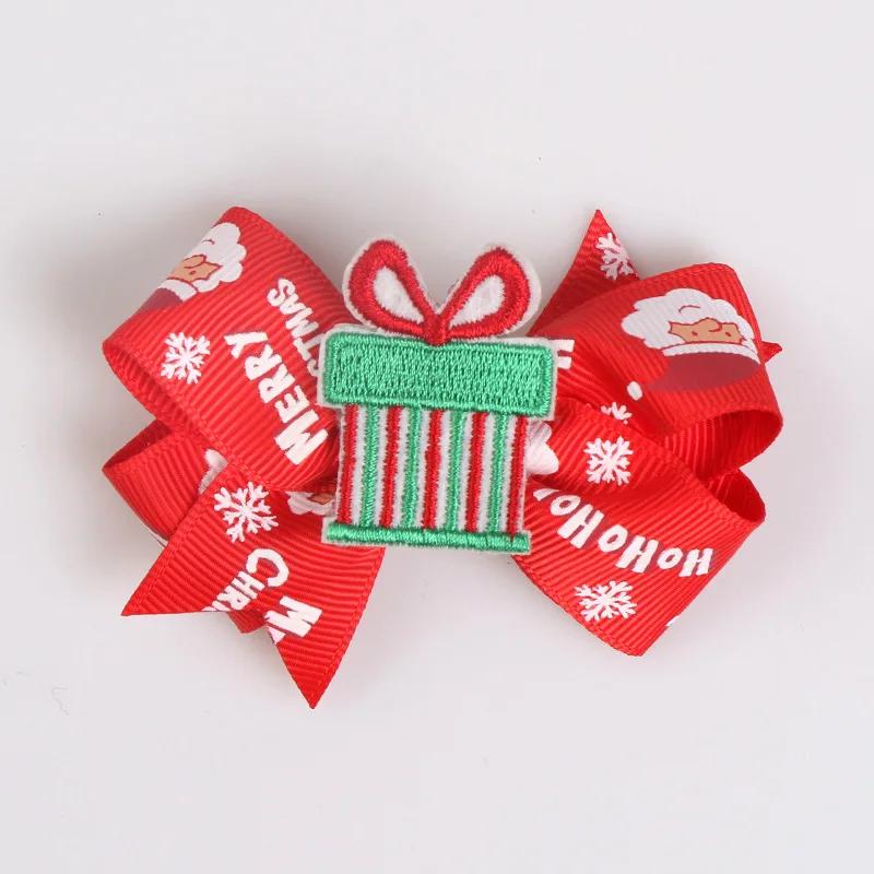 1Pcs Christmas Series Hair Pin Cute Glitter Bowknot Hairpin Elk Snowman Hair Clips Kids Hair Accessories for Girls