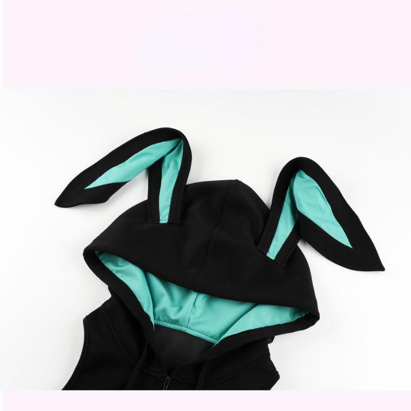 Anime Cute Rabbit Ear Hoodie Bodysuit Bunny Uniform Cosplay Costume Japoński Role Play Stroje Bielizna Dziewczyny Anime Expo Suit
