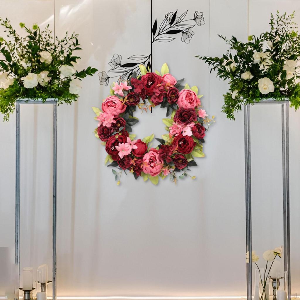 Artificial Peony Wreath Flower Arrangement Sturdy Garland for Anniversary Window
