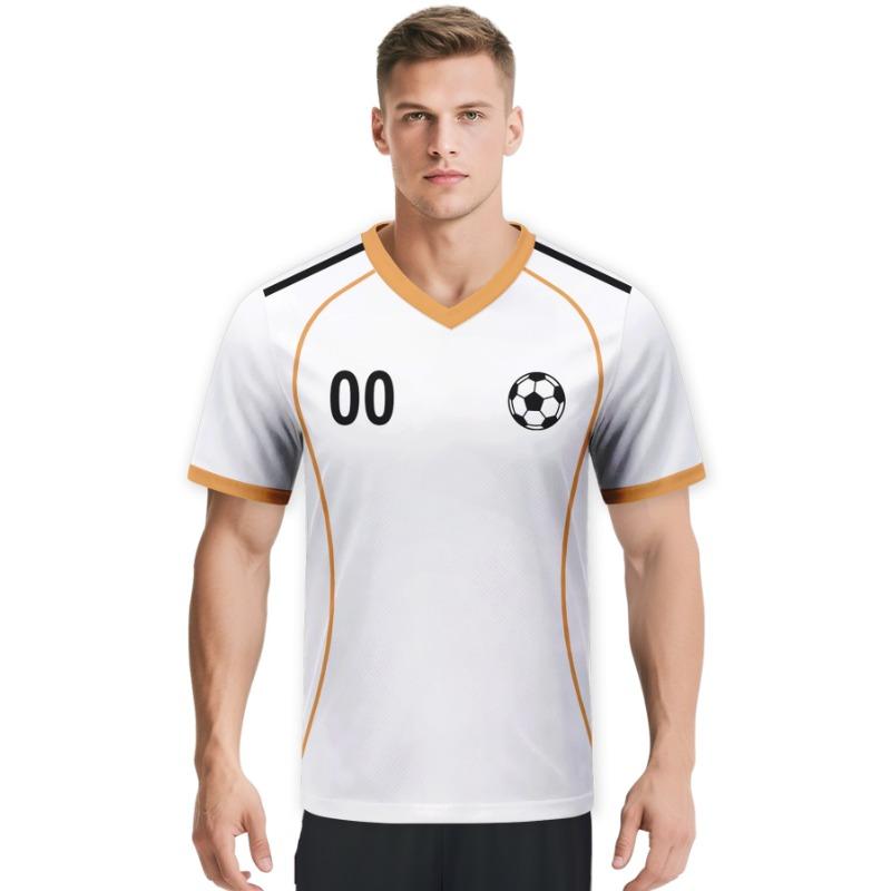 Custom Football Jersey with Logo Name Number Personalized Soccer Jerseys White Gold Soccer Team Shirt for Men Kids Women Fan