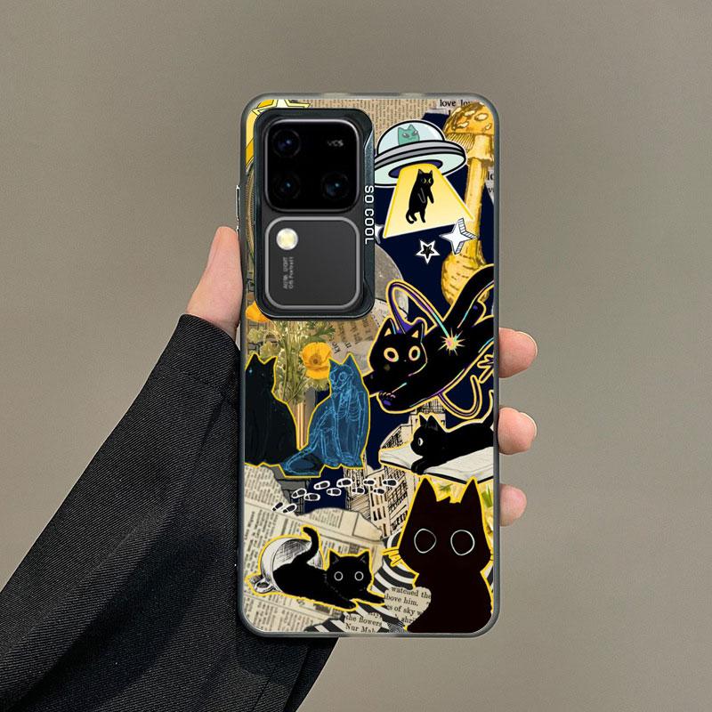 For Samsung Galaxy S25 S22 Ultra Plus S21 FE S24 S23 Ultra Plus FE Laser Phone Case Funny Cat Pattern Collage Shockproof Covers