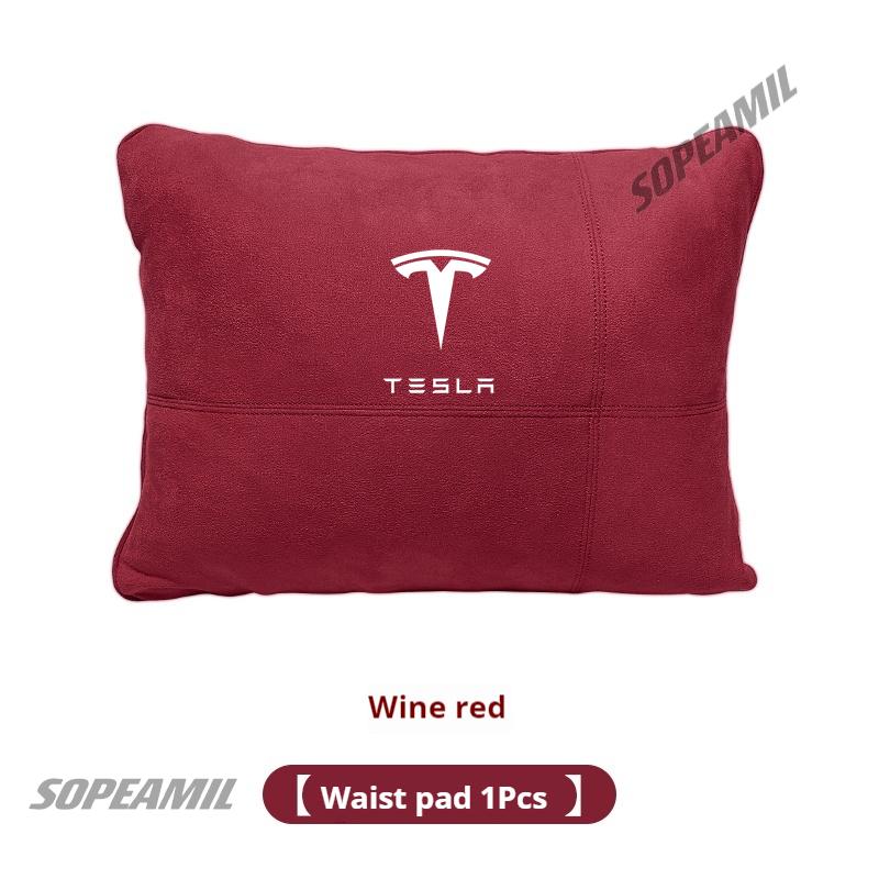 Oreiller de soutien cervical pour appui-tête en daim pour voiture, coussin de siège lombaire pour Tesla Model 3 Model Y Model S Model X Roadsrer Cybertruck