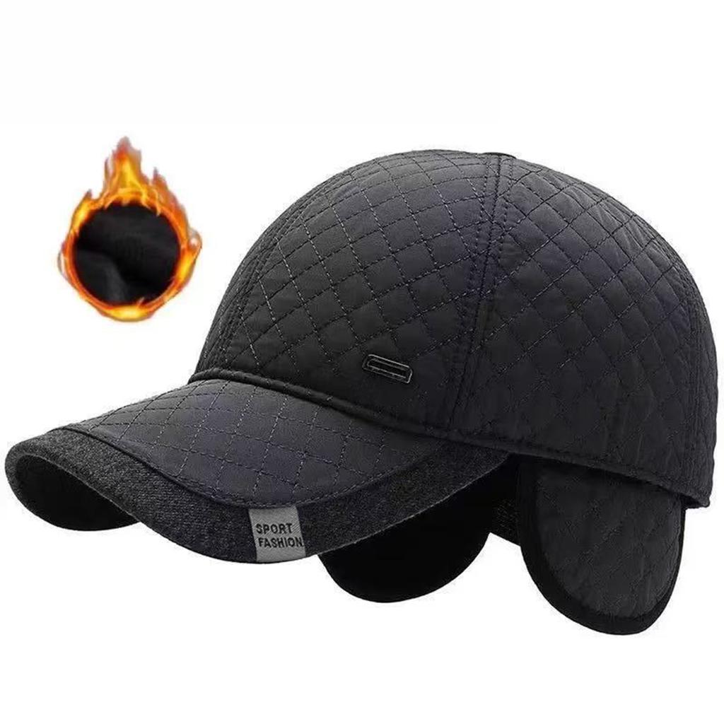 Fashion Diamond Grid Ear Protection Baseball Cap Winter Middle-aged and Elderly Warm Hat Leisure Travel Outdoor Hats Golf Caps