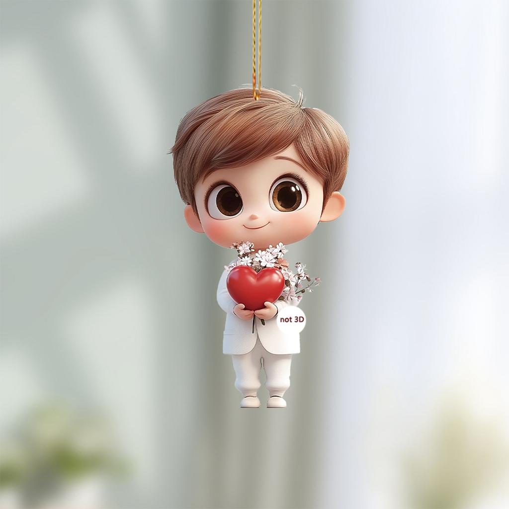 Valentine's Day Sweet Couple Wedding Acrylic Keychain Car Rearview Mirror Accessories Backpack Small Pendant.