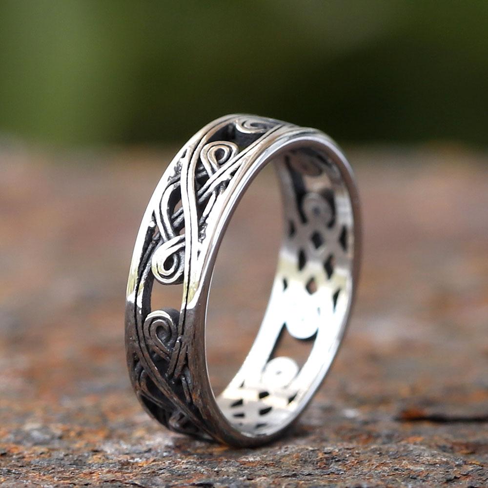 Vintage Keltisches Knotenmuster Edelstahl Wikinger Ringe Mode Durchbruch Nordischer Ring Für Männer Biker Amulett Schmuck Geschenk