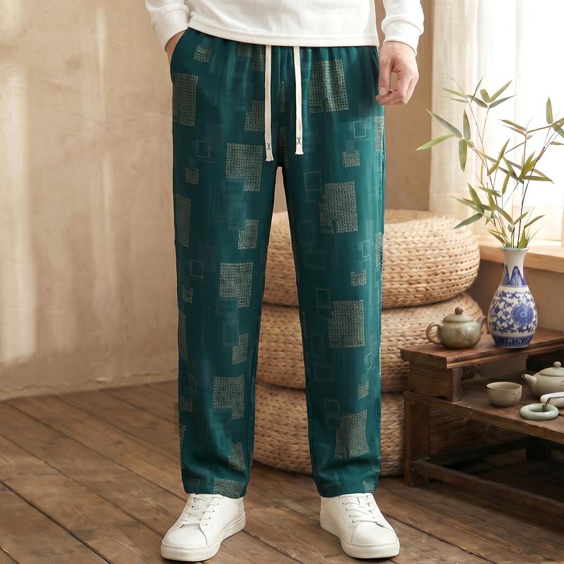 Pantaloni Casual Stampati da Uomo Taglie Forti, Pantaloni Leggeri Larghi con Vita Elastica (5XL-12XL)