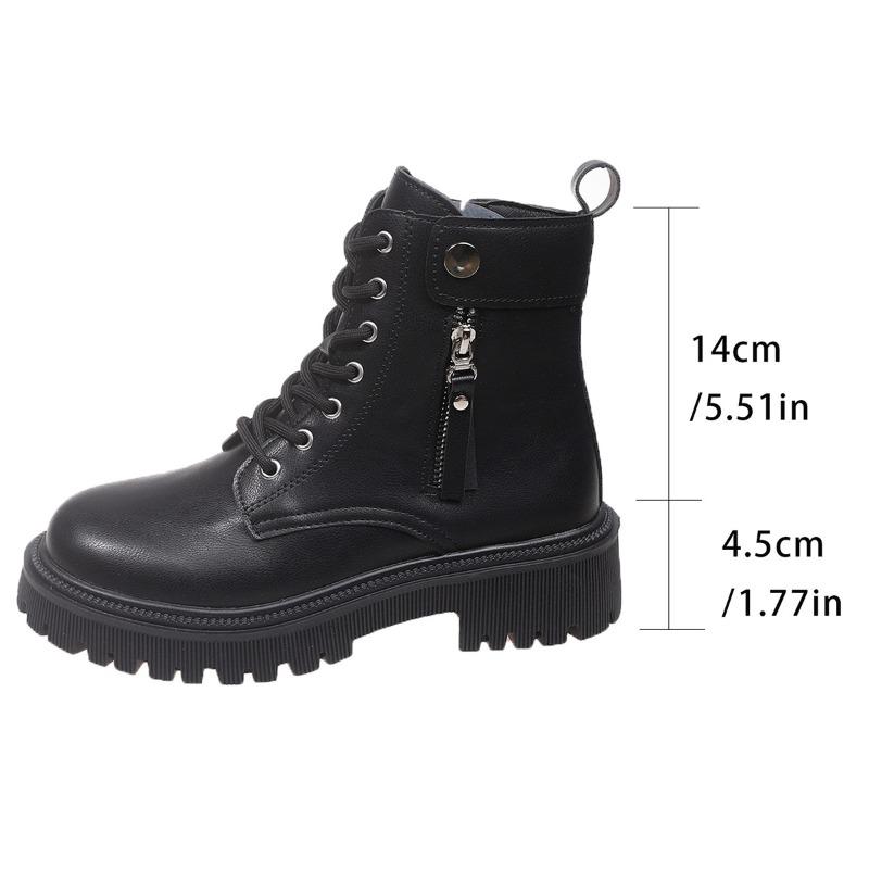 Thick-soled heightening Martin boots women's new winter lace-up with skirt trendy large-size short boots