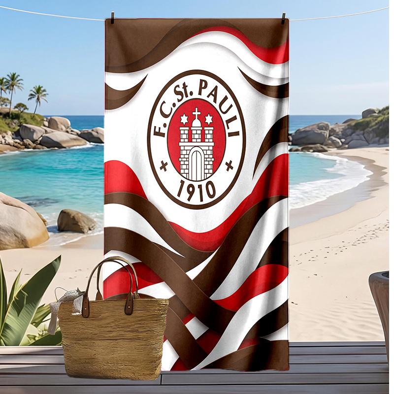 FC St. Πετσέτα Παραλίας με Σχέδιο Ποδοσφαίρου Pauli, Μεγάλη Μαλακή Πετσέτα Γρήγορου Στεγνώματος για Παραλία Κάμπινγκ Κολύμπι