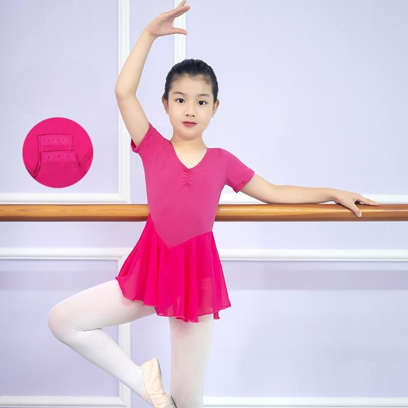 Dance Clothes, Children's and Girls' Ballet Skirts, Chinese Dance Clothes, Short-sleeved Practice Clothes, One-piece Clothes
