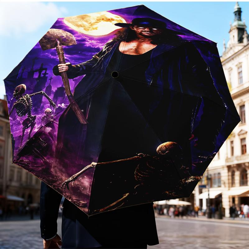 Moonlit Graveyard Undertaker Umbrella 8-Frame for Travel, Camping, Casual Lightweight Portable Umbrella, Essential for Every Family Holidays Gift