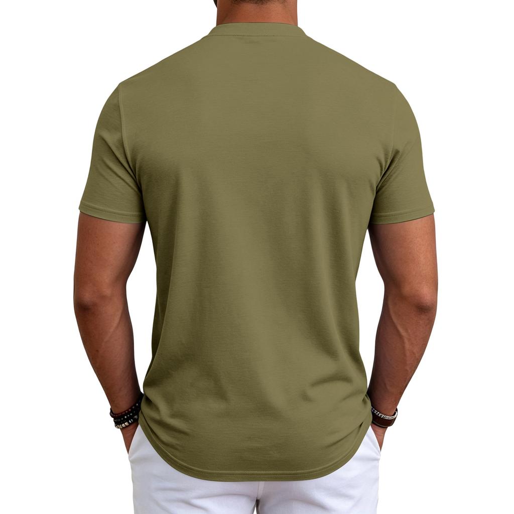 Camiseta Retro de Manga Corta para Hombre con Cordones en la Parte Delantera