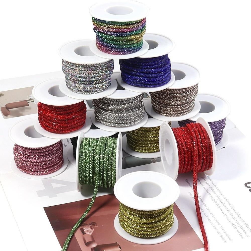 Multi-purpose Multi-Color Rhinestone Rope 5yards Length 4mm Width Diamond Rope Sparkling Rhinestone Cord Trim Clothes Decoration