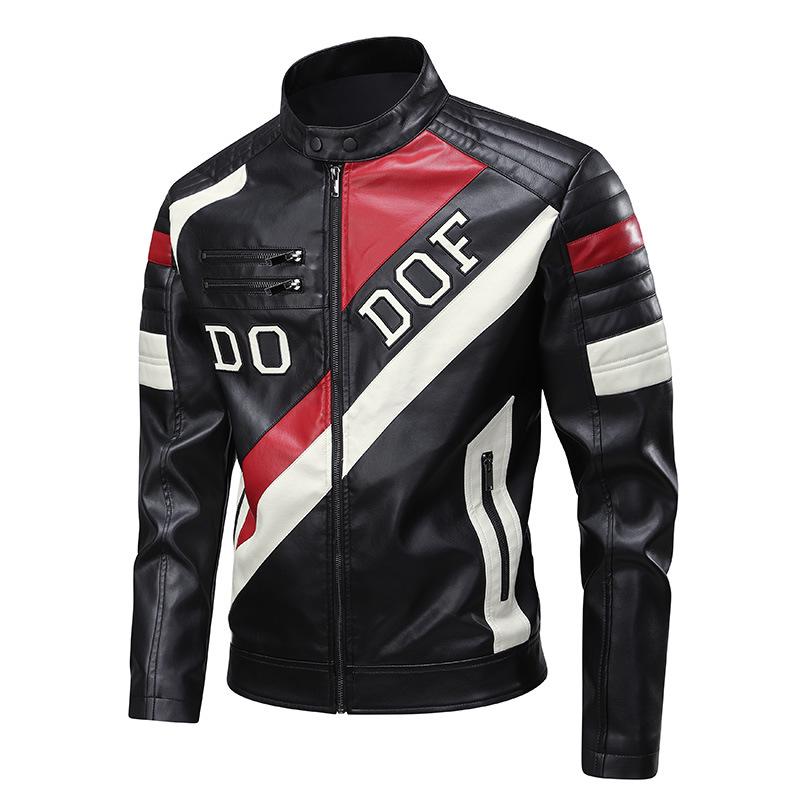 Men's PU Leather Motorcycle Racing Jacket for Spring & Autumn