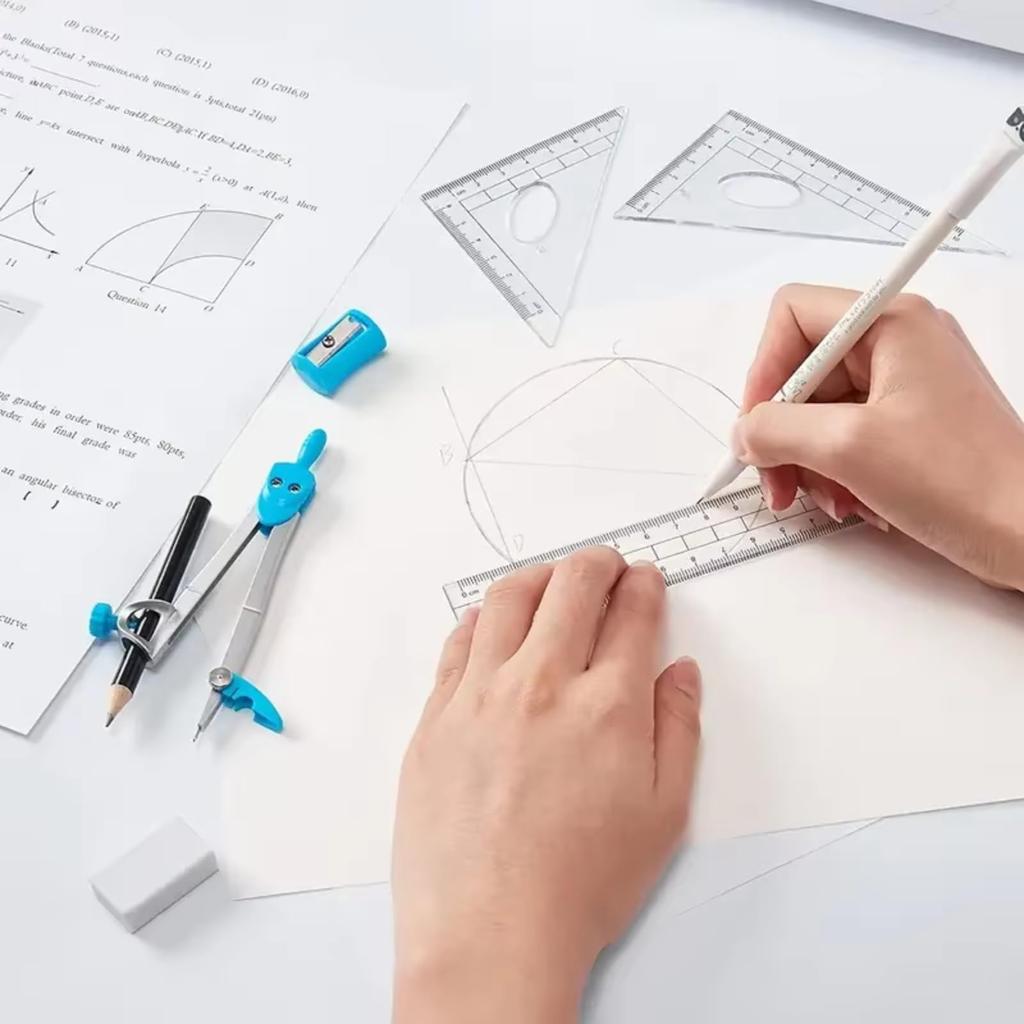 In Collaboration with Suitable for Middle and High School Ruler Triangle Math Ruler Set Lightweight and Durable Aluminum [Developed Teachers,