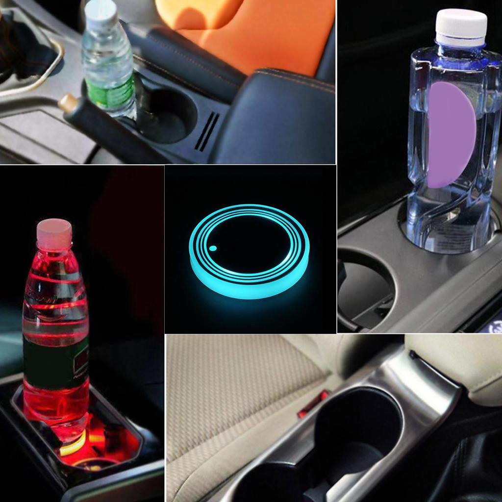 Car Cup Holder Mat USB Car Cup Coaster with LED Light Intelligent Sensor Vehicle Cup Holder Insert Coaster with Colors Changing