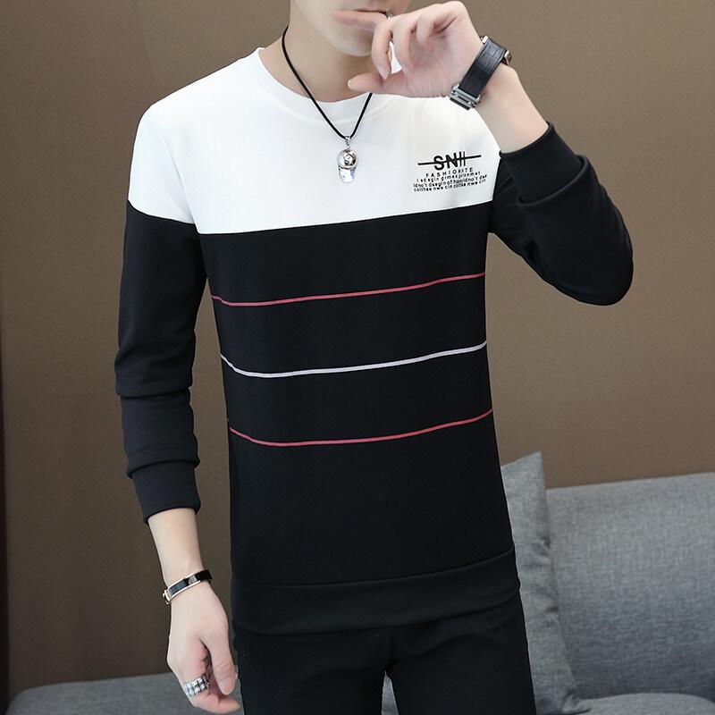Spring and Autumn Crew Neck Fashion Printed Long Sleeve T-Shirt Trend Versatile Sweater Sweatshirt