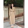 Early autumn small long-sleeved dress long women's loose lazy wind niche chic sweater skirt