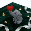 Elephant Heart Sculpture 3D Printed Small Elephant Figurine for Wedding Anniversary Valentine's