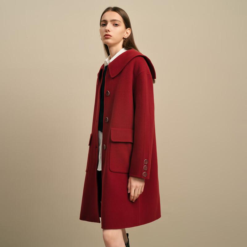Elva' Island Women's Youthful Short Double-Faced Wool Lapel Coat