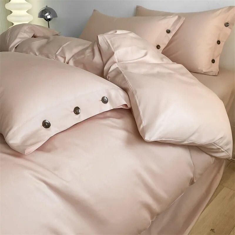 Luxusní ložní souprava z egyptské bavlny Jednoduchý severský povlak na přikrývku Ploché/napínací prostěradlo s povlakem na polštář Ložní prádlo Queen Double King Size