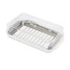Stainless Steel Butter Cutter Box Cheese Storage Container with Transparent Cover for KitchenWhite