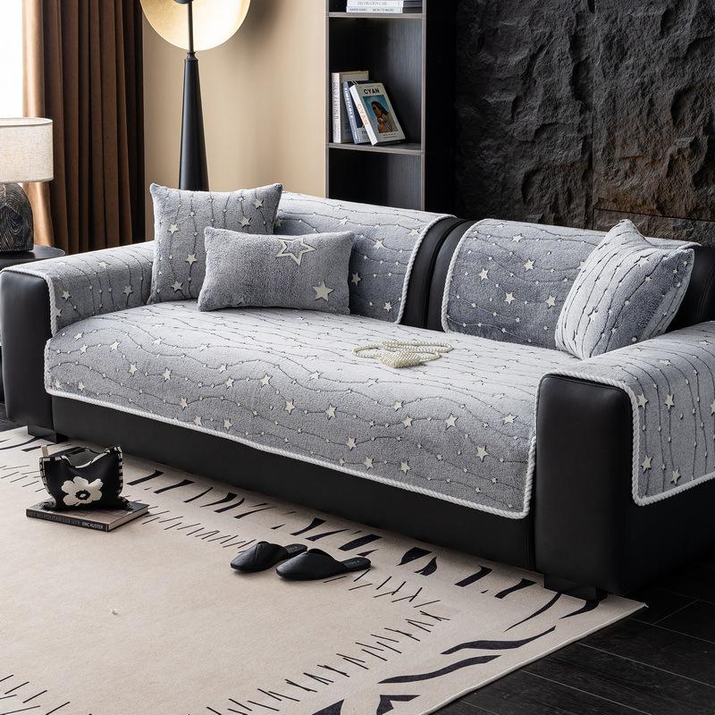 

Warm Luminous Flannel Sofa Cushion Autumn And Winter Thickened Plush Seat Cushion New Non-Slip Sofa Cover Cover Cloth 70*70cm
