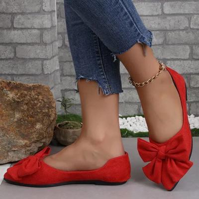 Women Flats Bow Pointed Toe Shoes Female Suede Walking Dress Shoes Casual Sandals Shallow Zapatillas Mujer