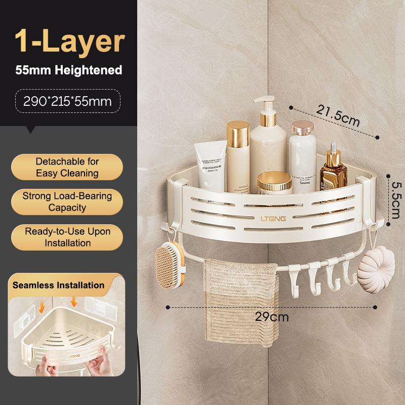 Corner Shower Shelf with Suction Cups 1-Pack Stainless Steel No-Drill Anti-Rust for Easy Bathroom Organization