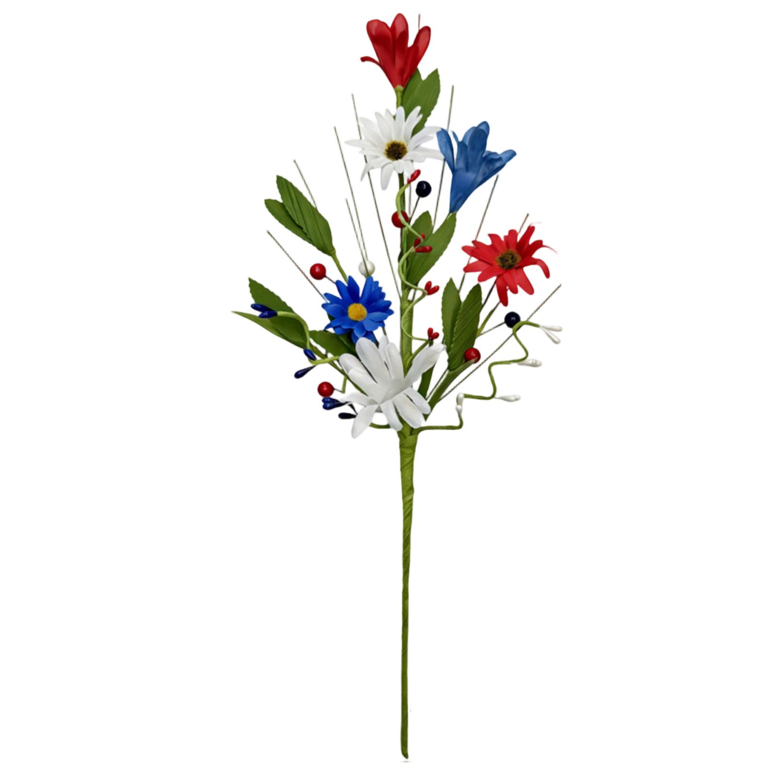 

Patriotic Decorative Floral Stem with Artificial Leaves and Star Accents for Home and Event Decoration Ideal for Seasonal Displays and Craft Projects One Size