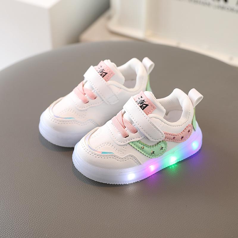 Girls Shoes Spring  Autumn New Kids Shoes Illuminated Board Shoe Breathable Casual Shoe Anti Slip Soft Sole Walking Shoe Trend