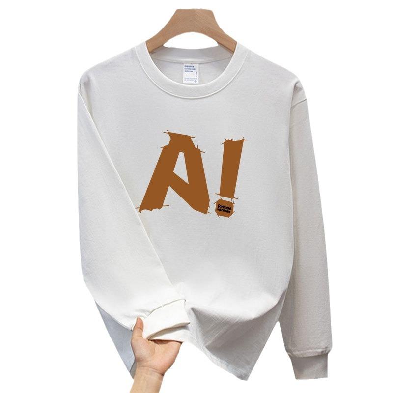 American Cotton T-Shirt Men'S Business Long-Sleeved Fashion Trend Top Autumn And Winter Men'S And Women'S Crew Neck Sweater