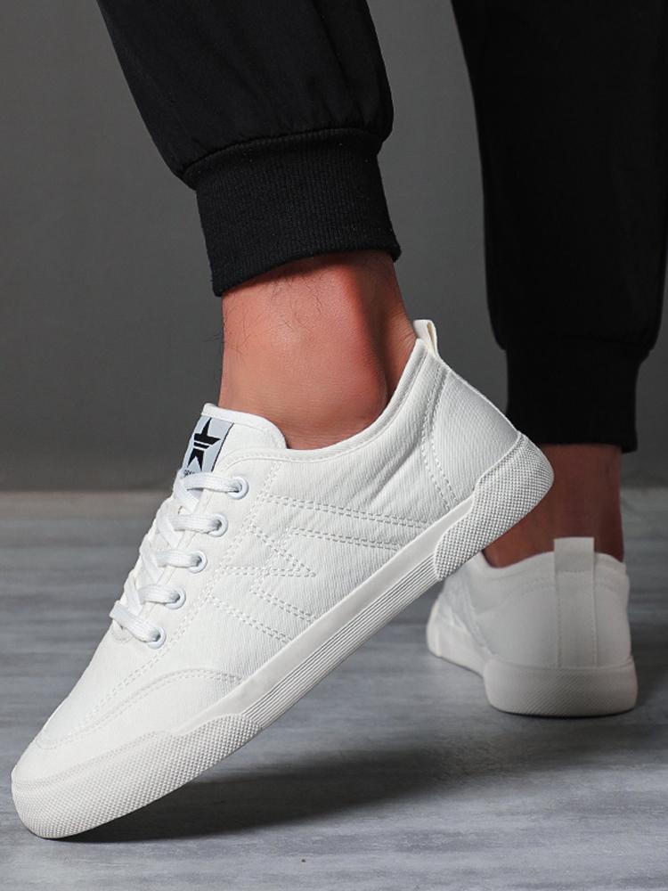 

Модная мужская парусиновая обувь Высокое качество Повседневные кроссовки Дышащая Износостойкая Удобная Круглый носок Обувь на плоской подошве Zapatos Hombre SS25120 44 белый