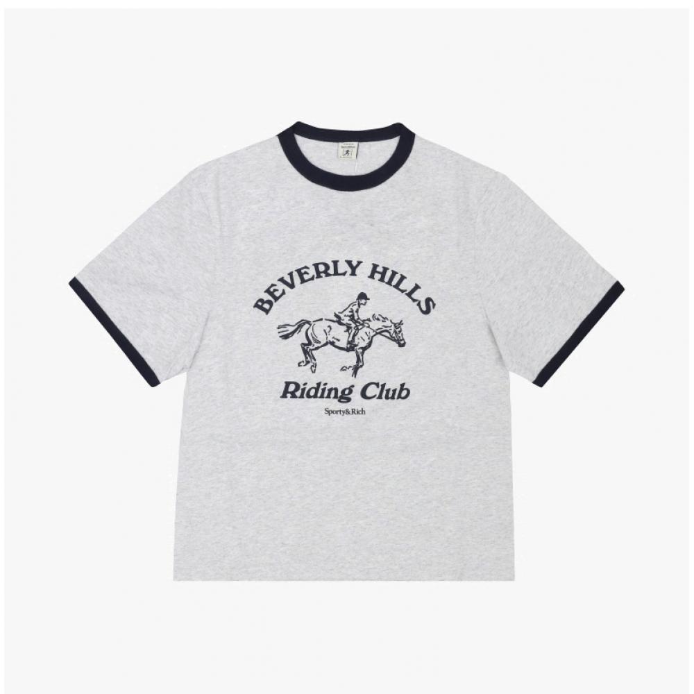 Sporty Rich Women S Ringer Tee Club Riding Bh To07364255gy18
