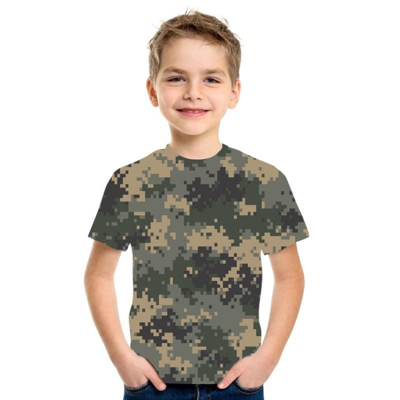 Kinderkleidung Camouflage Farbe 3D-Druck T-Shirt Jungen Mädchen Kleidung 2-10 Jahre Kind Baby Rundhals Oberteil Sommer Outdoor Spielkleidung