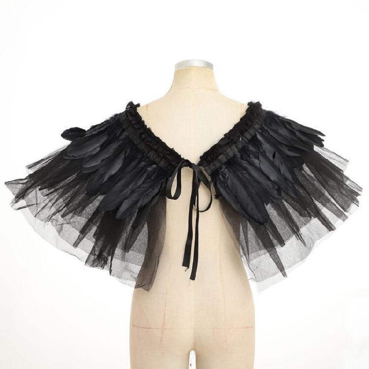 Multilayer Lace Feather Shawl Costume Props Collar Shoulder Wrap for Cosplay Party Carnival and Theme Party Dressingup