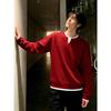 Men's Spring/Autumn 2025 Round Neck Double-Layer Knit Sweater Top