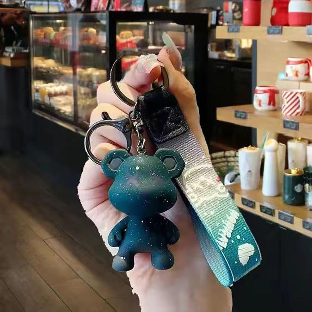 Gradient Color Little Bear Keychain PVC Material Cute Style Bag Charm Cartoon Doll Car Key Chain Gift A17