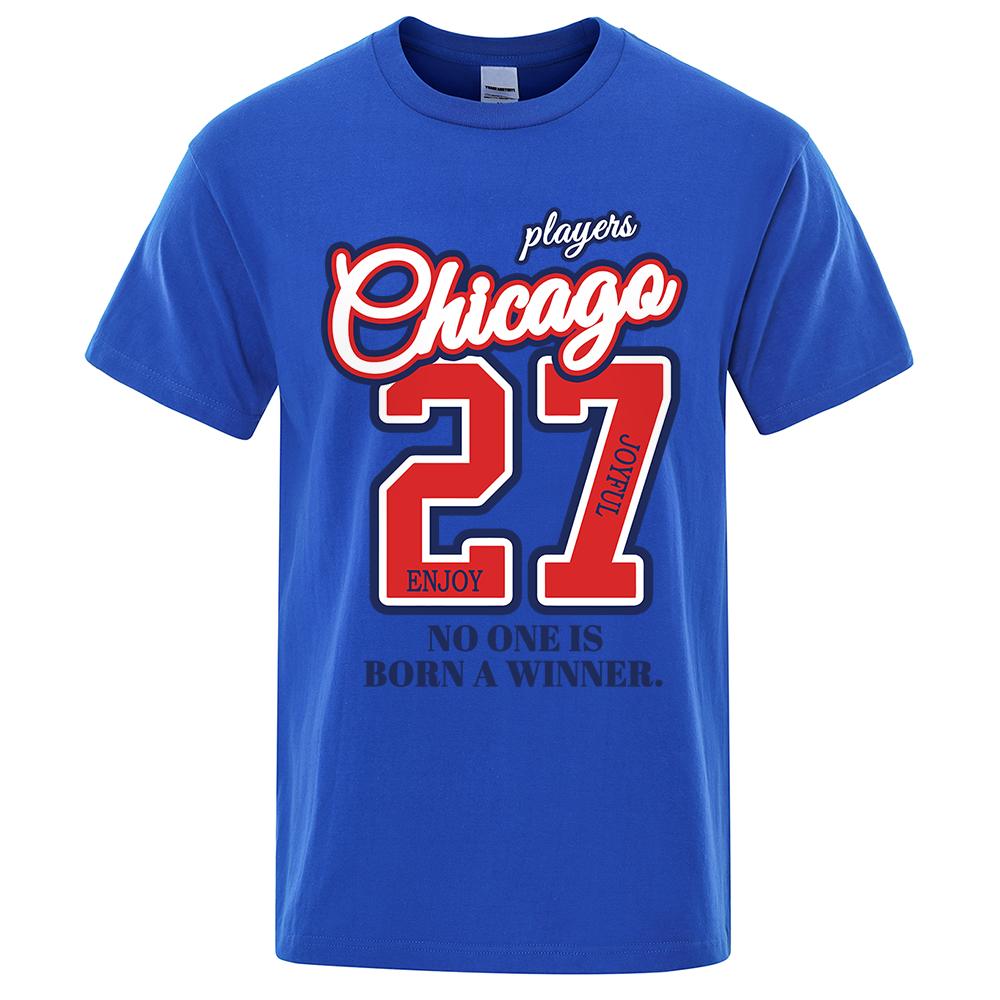 27 Number No One Is Born Winner Print Male Tshirt Oversized Loose T Shirts Cotton T Shirts Hip Hop Breathable T-Shirt Couple