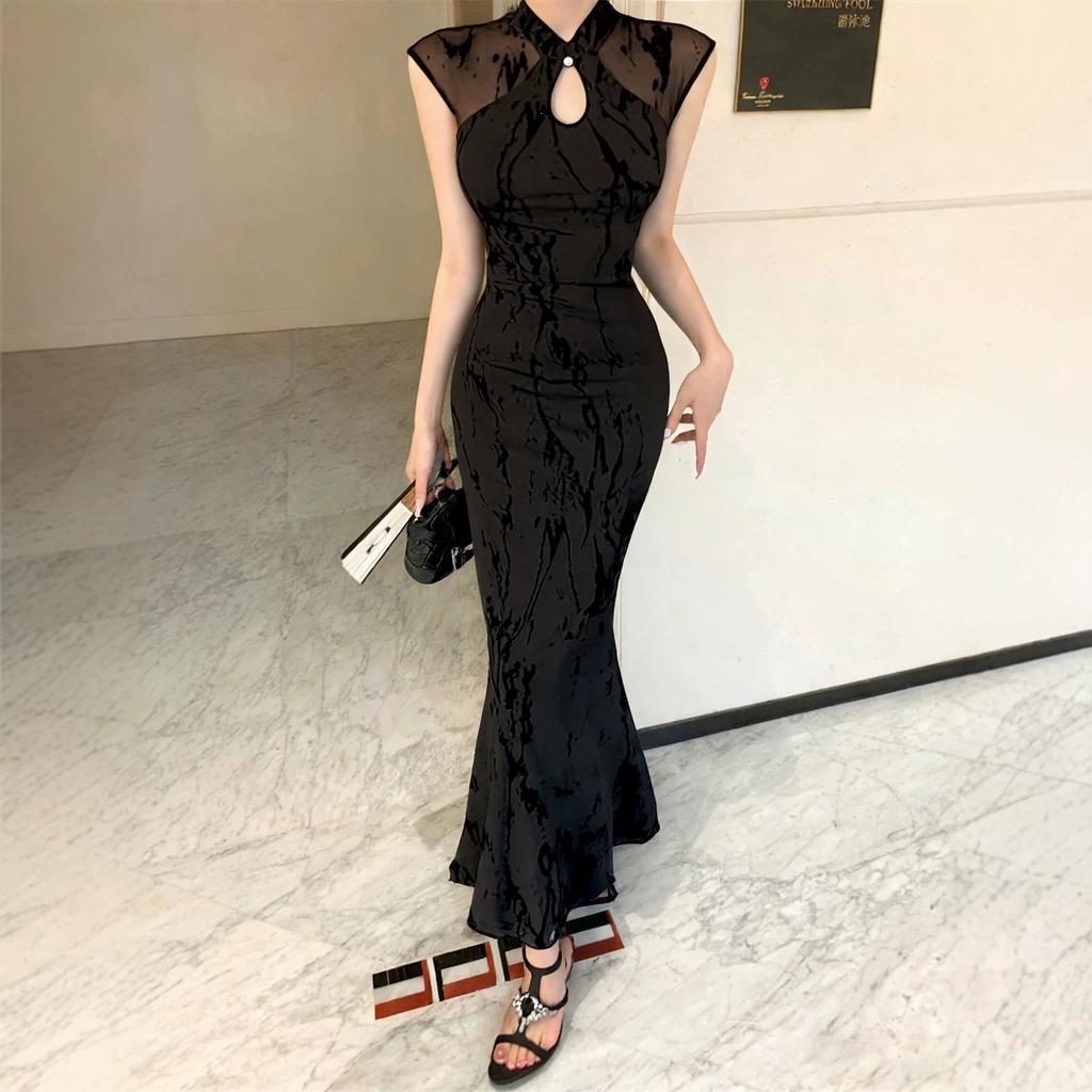 New Chinese-style Improved Cheongsam Dress for Women's Summer New High-end Temperament Slim-fitting Sexy Hip-wrapped Dress
